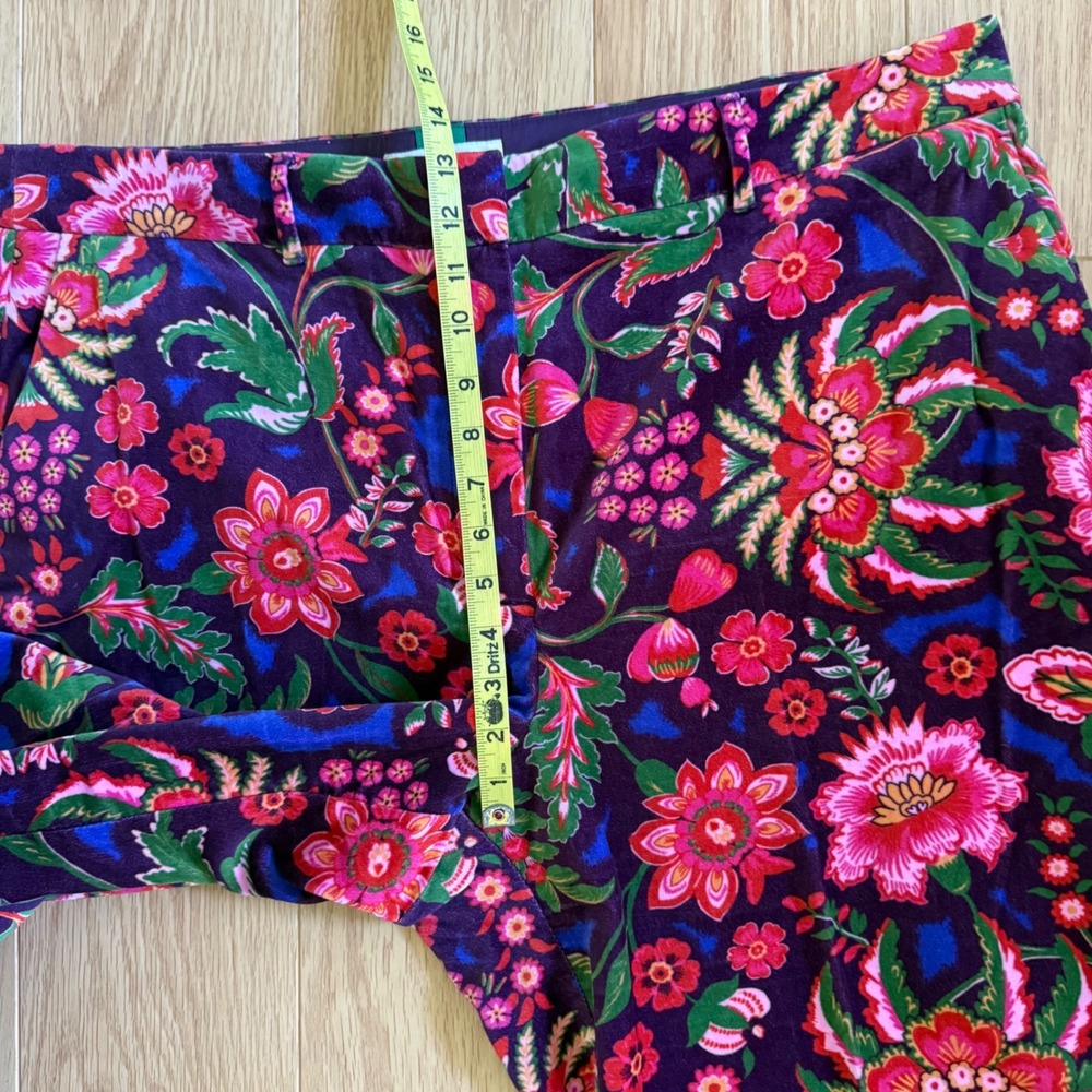Boden Kew Velvet Richmond Pants Trousers 20-22R Purple Floral Botanical Holiday - Picture 5 of 10